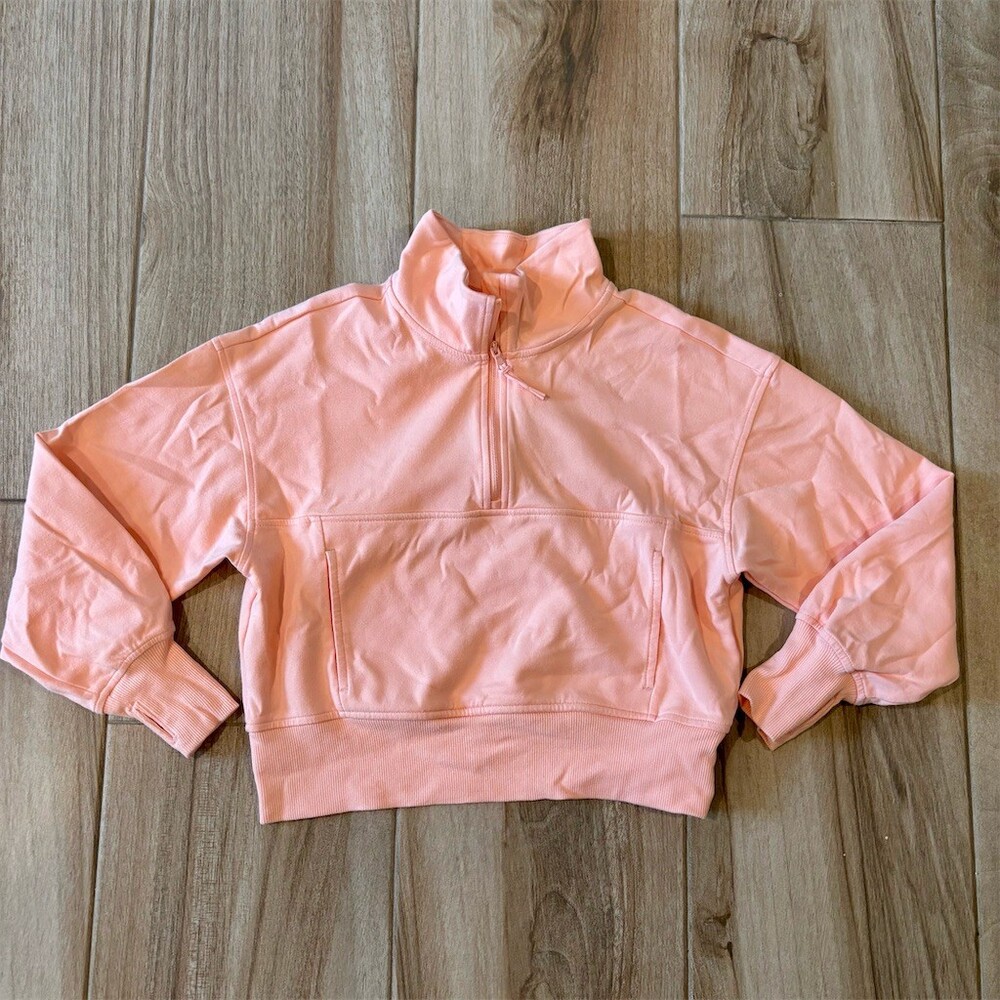Old Navy Active Fleece Half Zip Pullover Sweatshirt Girls L Pink Peach